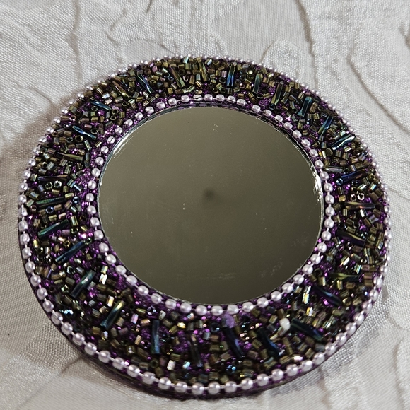 Beaded Multicolored Pocket Mirror - Picture 2 of 10